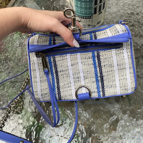 Rebecca Minkoff Blue & Grey Tweed Mini M.A.C. Crossbody Purse - Picture 7 of 14